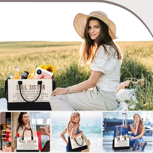 GevGuxLuo-Soul-Sister-Gifts-for-Women-Sister-birthday-gift-ideas-Sisters-Gifts-from-Sister-Sister-Christmas-Gifts-Friendship-gifts-for-Women-Friends-Bestie-Gifts-for-Women-Canvas-Tote-Bag
