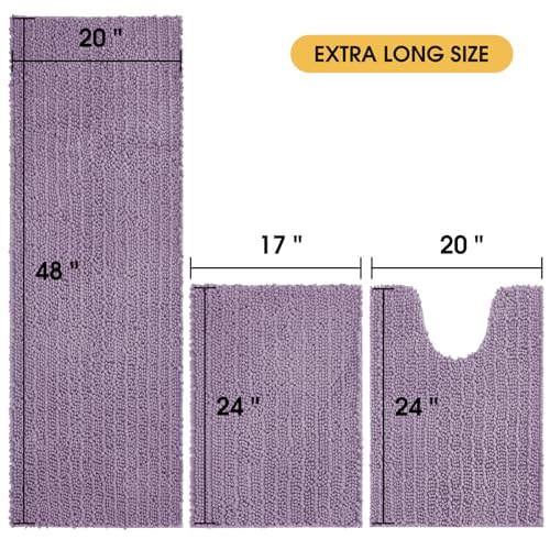 ACCUMTEK Upgrade Extra Large Lavender Bathroom Rug Set 3 Pieces Ultra Soft, Thick Absorbent Bath Mats, Non Slip Chenille Toilet Mat for Bathroom, Bedroom, Kitchen by ACCUMTEK - Image 5