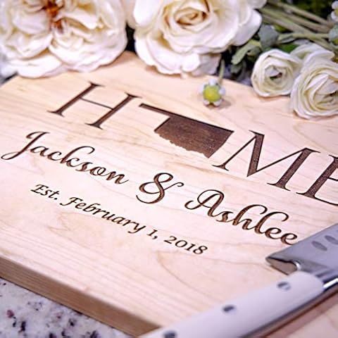 Custom House warming Gifts - Perfect Gift Idea for Brand New Homeowners - Personalized Wooden Cutting Board for Friends, Couples, Homeowners, and Newlyweds! Cover