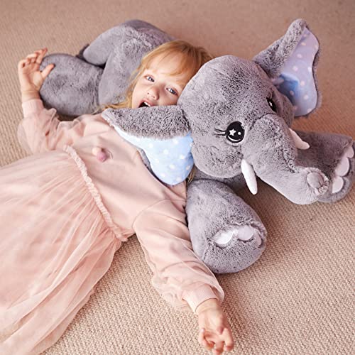 Image of IKASA - 29 Inch Big Elephant Plush Toy, Giant Soft Toys, Huge Size, Cute and Squishy, Gifts for Boys and Girls