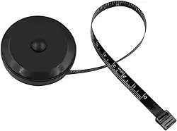 Trena Fita Antropométrica Retrátil para Costura, 150 cm/60 Polegadas, Preta, para Alfaiates e Medidas Corporais