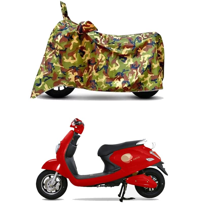 Image of Waterproof 100% PVC Coated Bike Scooty Two Wheeler Body Cover Compatible for Techo Electra Emerge STD /UV-Rays /Heat Protection /Birds Dropping /Scratchproof /Dust Proof /All [6X6 Jungle Print]