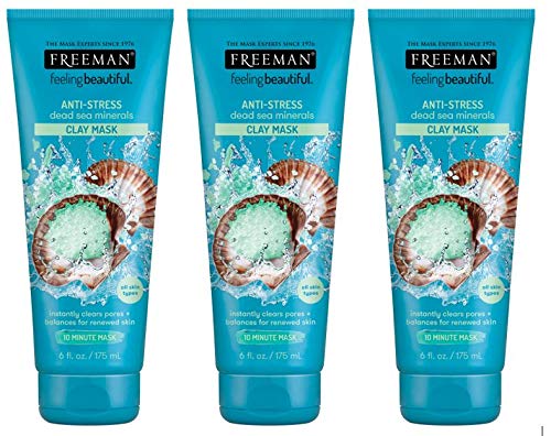 Freeman Feeling Beautiful Facial Anti-Stress Mask, Dead Sea Minerals 6 oz (Pack of 3)