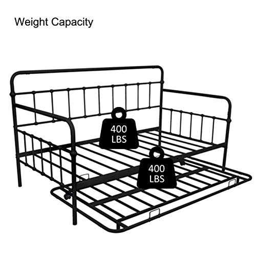 Harper & Bright Designs Twin Size Daybed, Metal Frame Daybed With Twin Trundle Bed, Twin Size Daybed Frame For Kids, Teens, Adults, No Box Spring Needed (Black) #TOP2
