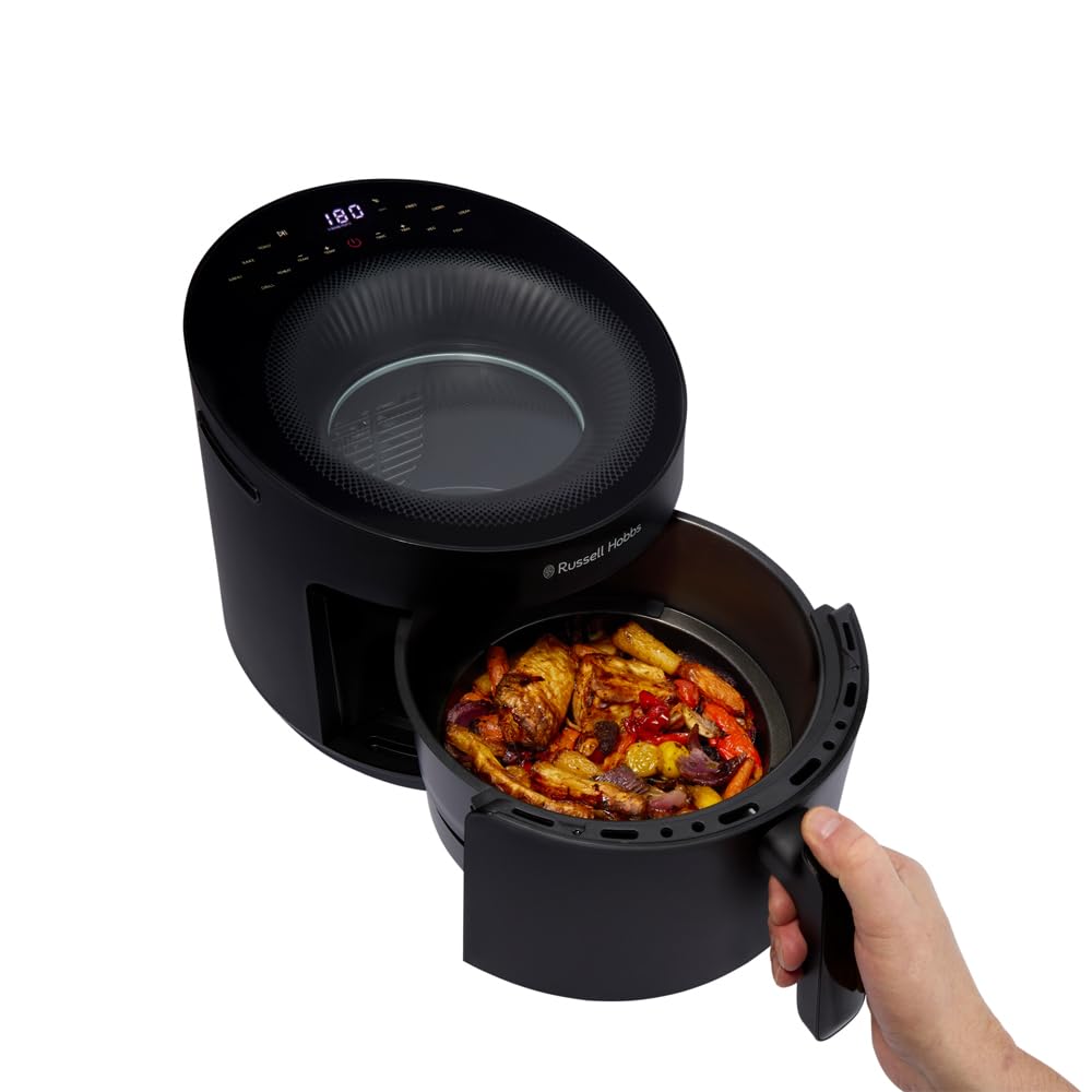 Russell Hobbs Freidora de Aire, 5 L, 10 Programas Preestablecidos, con Ventana de Visualización, Freidora sin aceite, Freír, Gratinar, Asar, Hornear, Recalentar, Max 200℃, Cesta Apta para Lavavajillas
