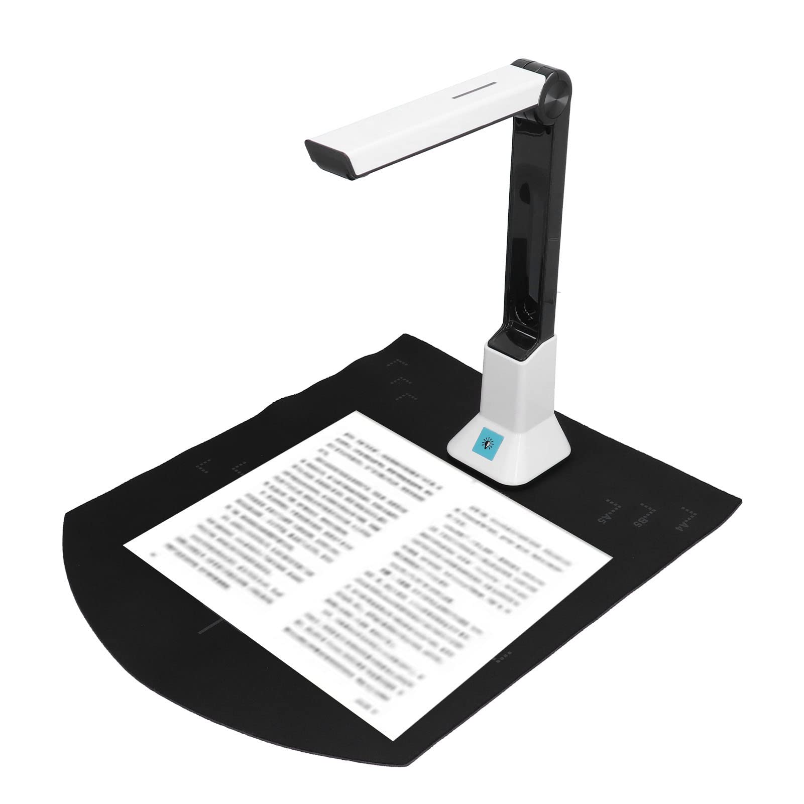 Scanner da soffitto SustVita con riempimento automatico della luce a 6 LED, fotocamera per documenti portatile ad alta definizione da 8 MP, design pieghevole, supporta PDF e JPG
