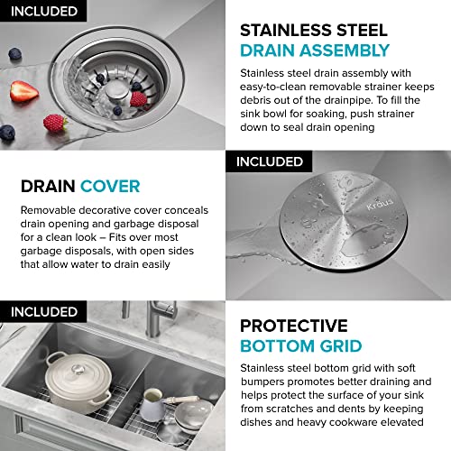 Kraus Kore 30 Inch Undermount Workstation 16 Gauge Stainless Steel Double Bowl Stainless Steel Kitchen Sink With Accessories, Kwu112-30 #TOP1