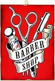  KUSTOM ART Cucuba Quadro Quadretto Stile Vintage Barber Shop da Collezione Stampa su Legno. Per Arredamento Casa Barbiere Salone Bar