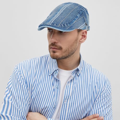 Image of 3Pcs Men's Newsboy Caps Cotton Cooling Hat Adjustable Flat Cap for Men