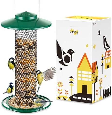 Peanut Bird Feeder Squirrel Proof - What You Didn't Know About Them 6 iBorn Peanut Bird Feeder,Sunflower Seed Feeder,13.5 Inch Metal Mesh Tube Bird Feeders for Outdoors Hanging,Squirrel Proof Birdfeeders for Peanut with 17cm Weatherproof Roof & Tray,2 LB Capacity,Green