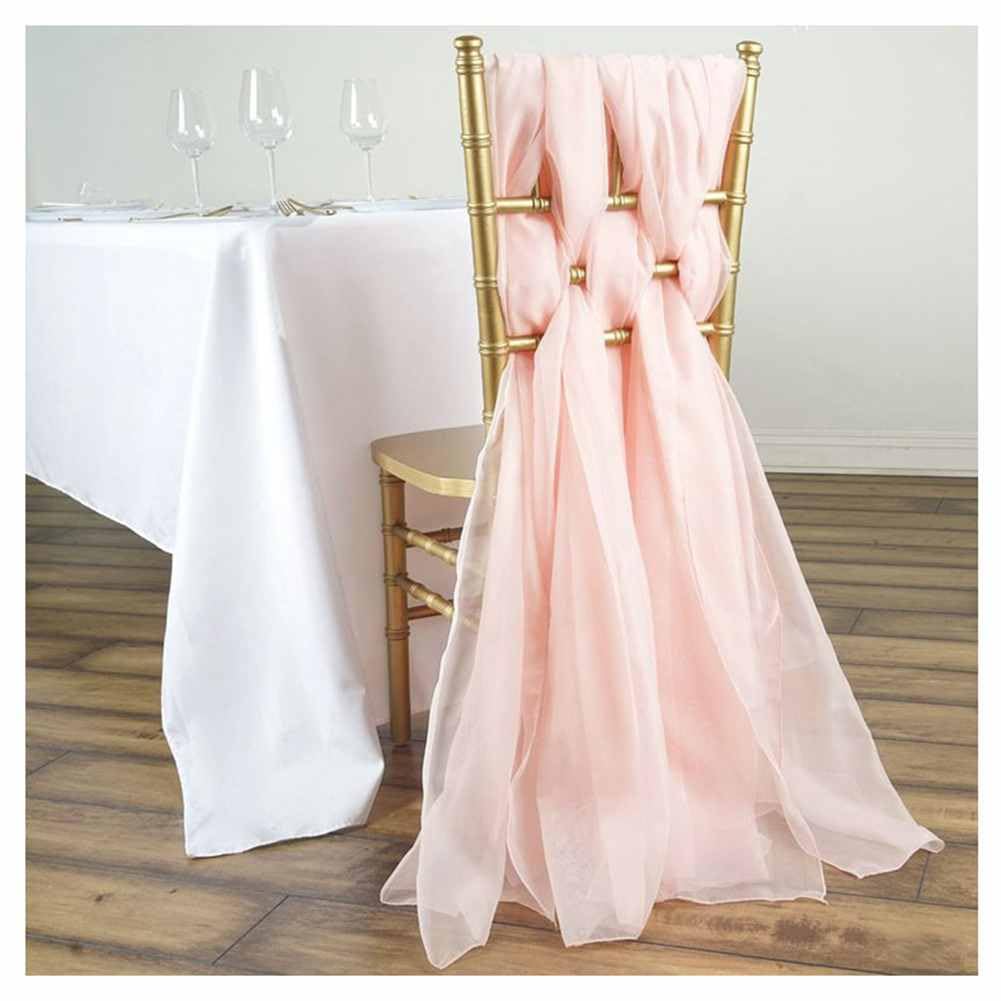 SHTGOI Pack of 5 Tulle Chair Bows 70 x 200 cm Organza Chair Bow Chair Chiffon Chair Sashes Wedding Tie Chair Cover Band Chair Decoration for Wedding Anniversary Parties Home Decoration Light Pink