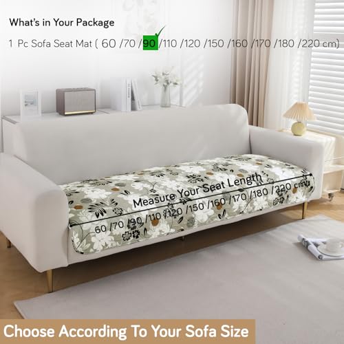Image of HOKIPO 'Elira Series' Water Repellent + Waterproof Quilted Sofa Mats | Make Your Own Sofa Cover Set | Length 90cm - Feather Brown Floral (AR-5243-C1)