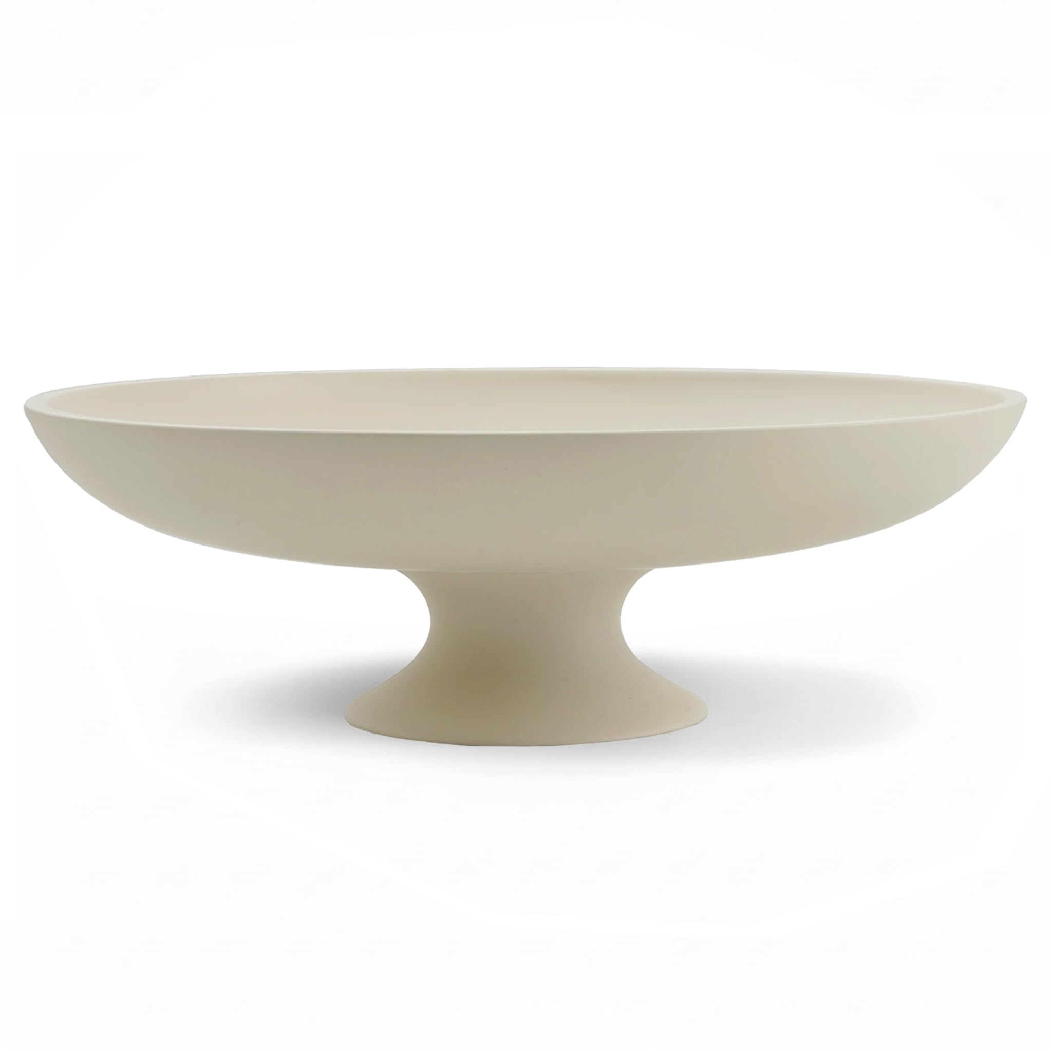 Cremefarbene Betonschale mit Fuß, 29 cm – Moderne Dekoschale & Obstschale, große Schlüsselschale und Ablage für Küche, Flur, Wohnzimmer, Couchtisch und Esstisch