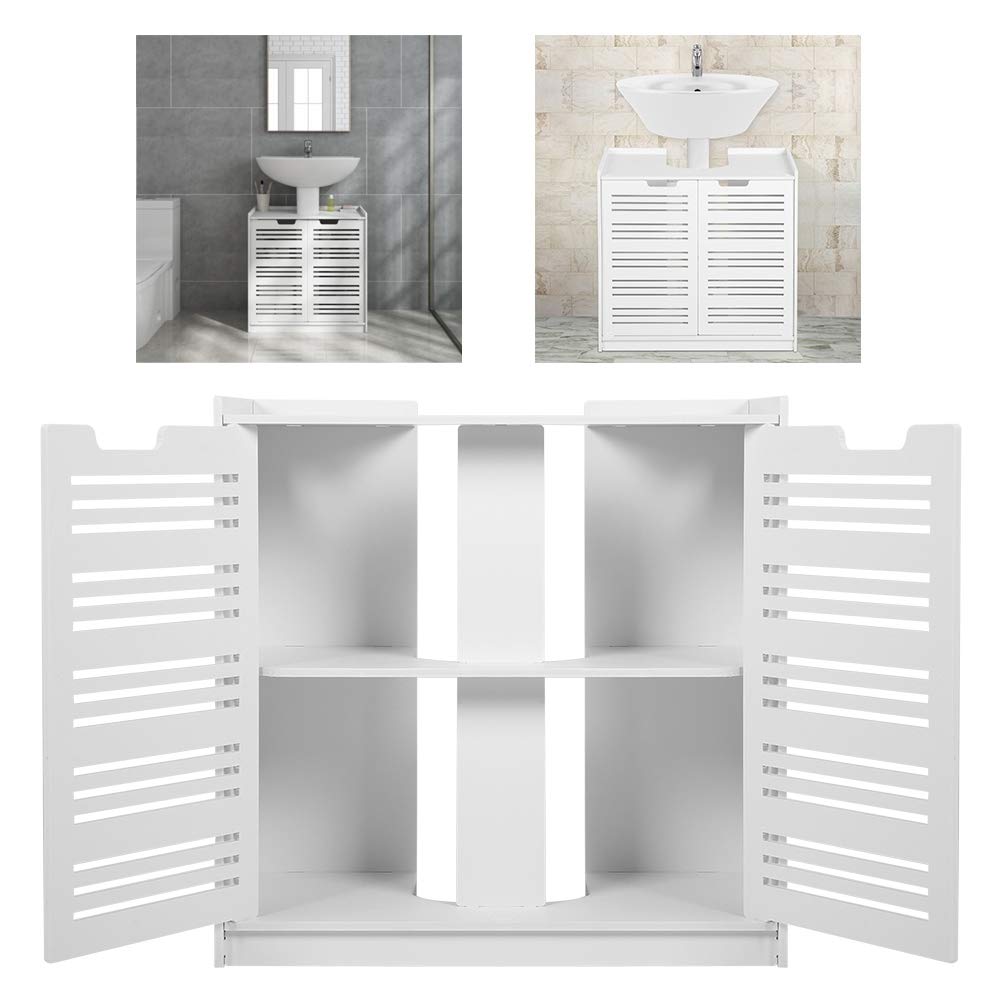 Cocoarm Gabinete de Almacenamiento Moderno para Lavabo de Doble Puerta para el Hogar, Tablero de Madera y Plástico de, Impermeable y Resistente Al Fuego, Ideal para Uso en Baños o Inodoros Familiares