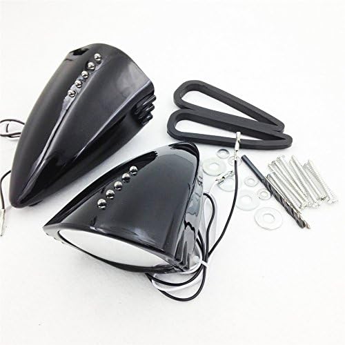 Vista 7 de XKH - Espejos retrovisores LED para motocicleta compatibles con Suzuki Kawasaki Bike Negro [B00Y44G5W0]