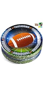JOYIN 72 PCS 9&#34; Football Paper Plates, Disposable Round Paper Plates for Football Themed Party Su...