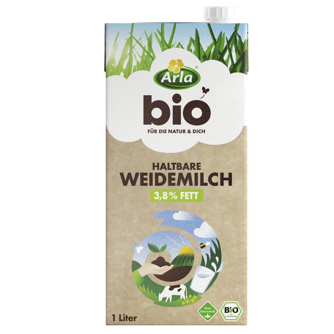ALRALA Haltbare Weidemilch H-Milch fettarme milch% 3,8 Fett Haltbare Milch 1000 Mililiter, 24 er