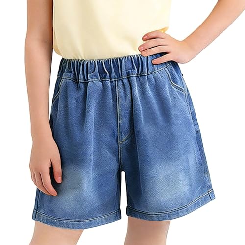 Short en jean décontracté pour fille taille haute avec poches