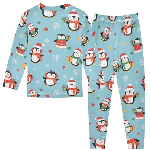 Pajama Sets Long Sleeve Christmas Penguins with Snowflake Soft Comfy Sleepwear 2 Piece PJS 3-8T3