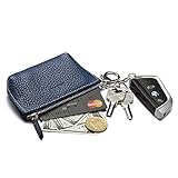 MEKU Women's Leather Zip Coin Purse Key Wallet ID Card Holder with 2 Key Rings