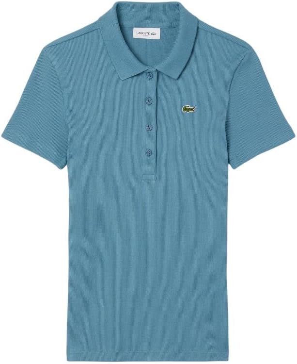Lacoste Womens L.12.d Short Sleeve Slim Fit Green Croc Polo - Image 5