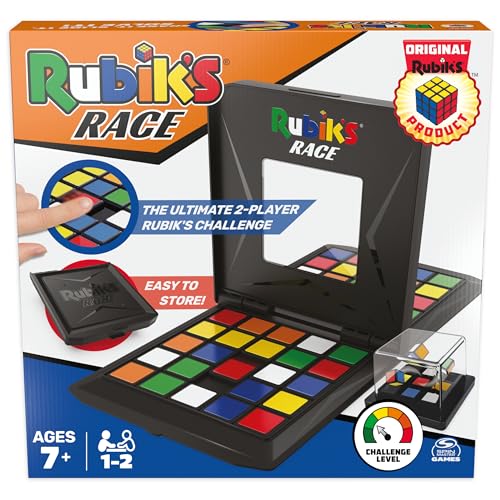 Rubik’s Race, Classic Fast-Paced Strategy Sequence Brain Teaser Travel Board Game Two-Player Speed Solving Face-Off, for Adults & Kids Ages 7 and up