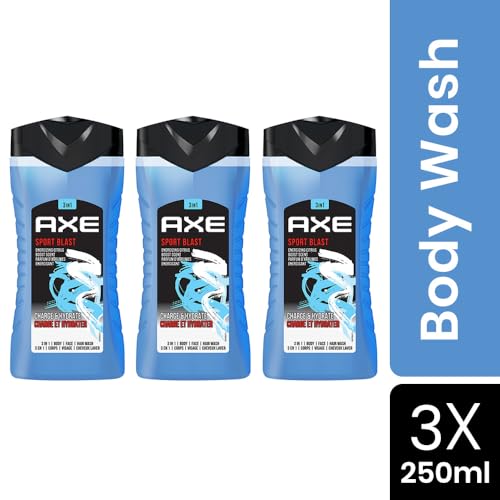 Image of AXE Sport Blast 3-in-1 Body, Face & Hair Wash Invigorating Freshness | Cleanses & Energises | Combo of 3 | 250ml