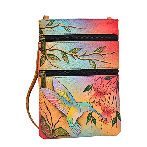 Image of Anuschka Women's Leather Crossbody Bag - Hand-Painted Genuine Leather Handbag with Pockets for Everyday Use - 448