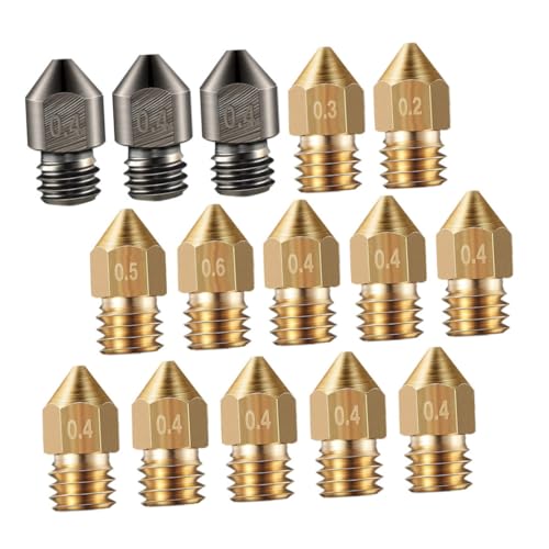 GLEAVI 15pcs Printer Extruder Nozzles Brass Hardened Steel Nozzles for High-temperature Printing Cleaning Tool