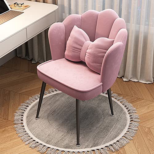 Silla de oficina de terciopelo con respaldo gris de pétalo para dormitorio de niñas 2