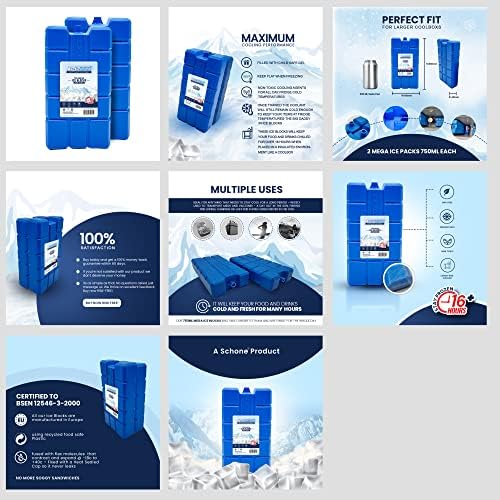 schone® Mega Ice Blocks 750ml x2 Coolant that simply stays frozen for longer  16+ Hrs Chilled - Beverages Done Right for Longer - THE BIG DADDY IN ICE BLOCKS