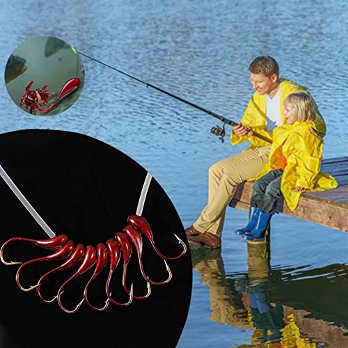 HNHYNSY Angelhaken 10 stücke rot umgestürzte Kopf lebensechte Locken köder Karpfen Angelhaken 3# 4# 5# 6# Angelgerät Kit… – Bild 6