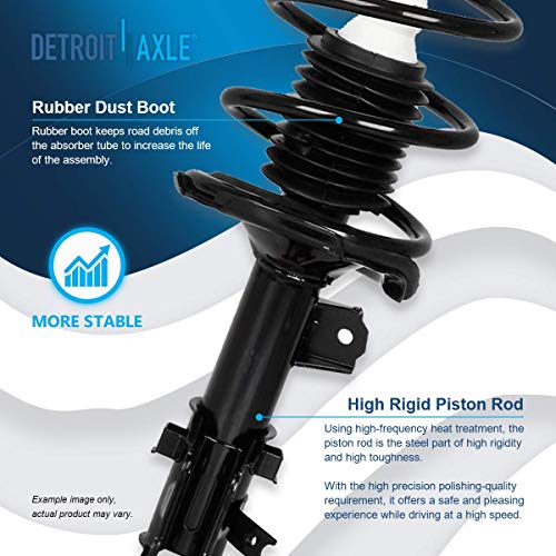 Image of Detroit Axle - Front 6pc Struts Shocks Kit for 2006-2011 Hyundai Accent Kia Rio Complete 2 Struts with Coil Spring 2 Sway Bar Links 2 Rear Shock Absorbers 2007 2008 2009 2010 Replacement Ready Strut