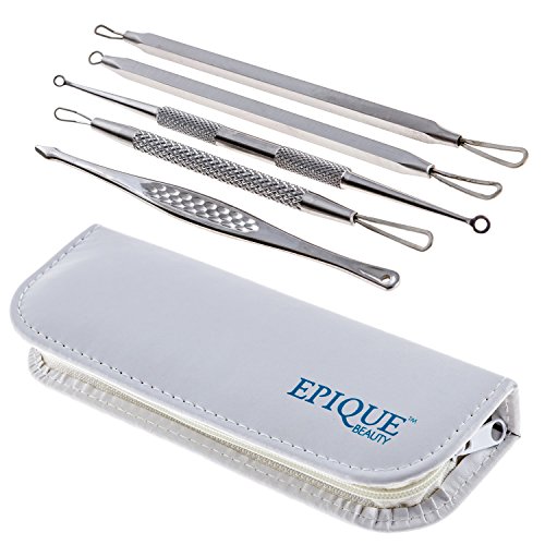 Epique Beauty Blackhead, Blemish and Comedones Extractor - Great Acne Pimples Remover Tool Kit - Professional Facial Set