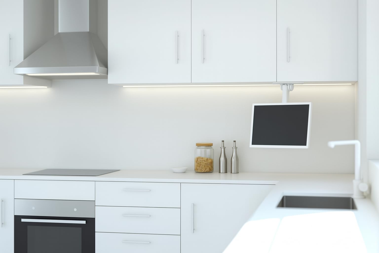 Multibrackets Flip Down White – Soporte TV Plegable Compatible VESA 75x75–200x200 – Instalación Bajo Estantería o Techo – para Pantallas 15" a 37" – hasta 20 kg.