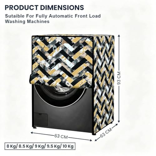Image of Star Weaves Front Load Fully Automatic Washing Machine Cover for 8 Kg, 8.5 Kg, 9 Kg, 9.5 kg (Multicolor)| Waterproof & Dustproof Polyester Fabric with Zipper | Protection Cover | 63 x 63 x 93 cms