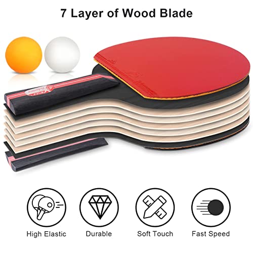 Fostoy Ping Pong Paddles Set, 4 Table Tennis Paddles,8 Balls ,Retractable Ping Pong Net, Ideal Indoor Table Tennis Set, Perfect For Professional And Recreational Games (Red) #TOP1