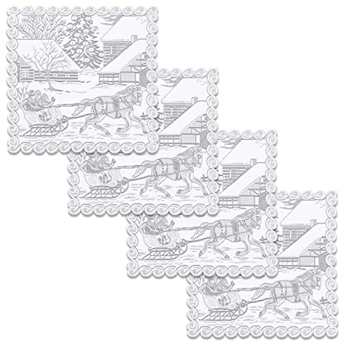 212 Main 14 x 14 in. Sleigh Ride Doilies - White - Set of 4