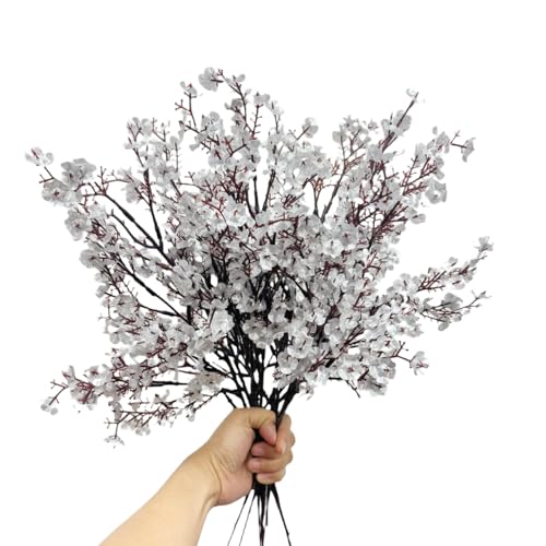 XZJMY Lot de 8 fleurs artificielles gypsophiles en soie au toucher réaliste, bouquets de décoration avec tiges pour bricolage, fête de mariage, arrangement...