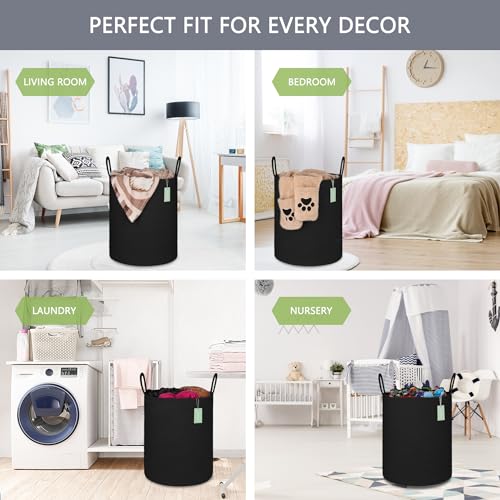 Image of Large Cotton Rope Laundry Hamper for Clothes 65L, Black