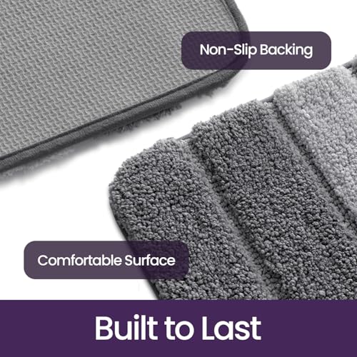 DEXI Bath Mat 50 x 80 cm, Extra Soft Absorbent Microfiber, Non-Slip Washable Rugs for Shower Floor, Bathmat Bathroom Accessories Decor, Grey - Image 5