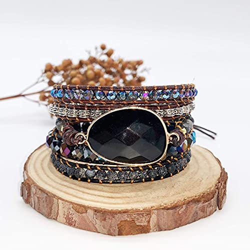 Image of Boho Wrap Bracelet for Women, Handmade Natural Imperial Jasper Multi-Layer Stone Beaded Bracelet, Bohemian Healing Crystal Stone Jewelry Gifts