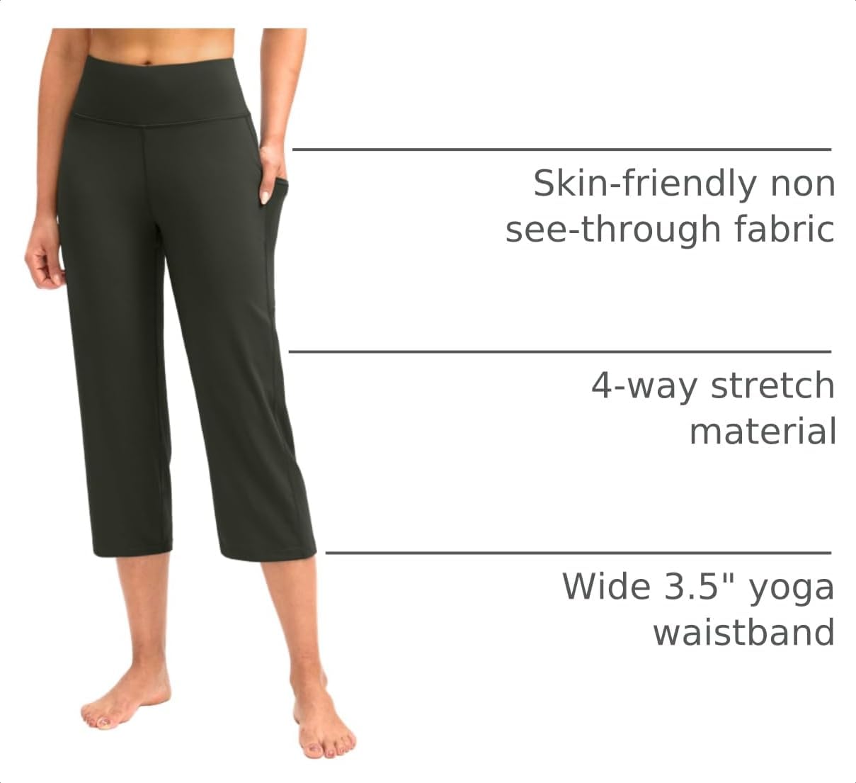  Capri Pants for Women Hih Waist Workout Yoa Pants with Pockets Tummy Control Leins Crop Straiht thumbnail