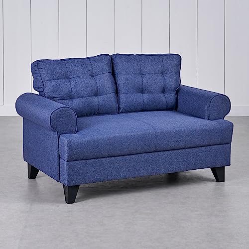 Image of Home Centre | Helios California | Fabric|Solid Wood | 2 Seater Sofas | Blue | 1 Year Warranty