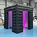 SAYOK Portable Inflatable Photo Booth Enclosure Photobooth Tent Photo Booth Backdrop Inflatable Black Cube Tent with Led Light for Advertising, Bars, Party Wedding (Two Doors, Black&White, 8.2ft)