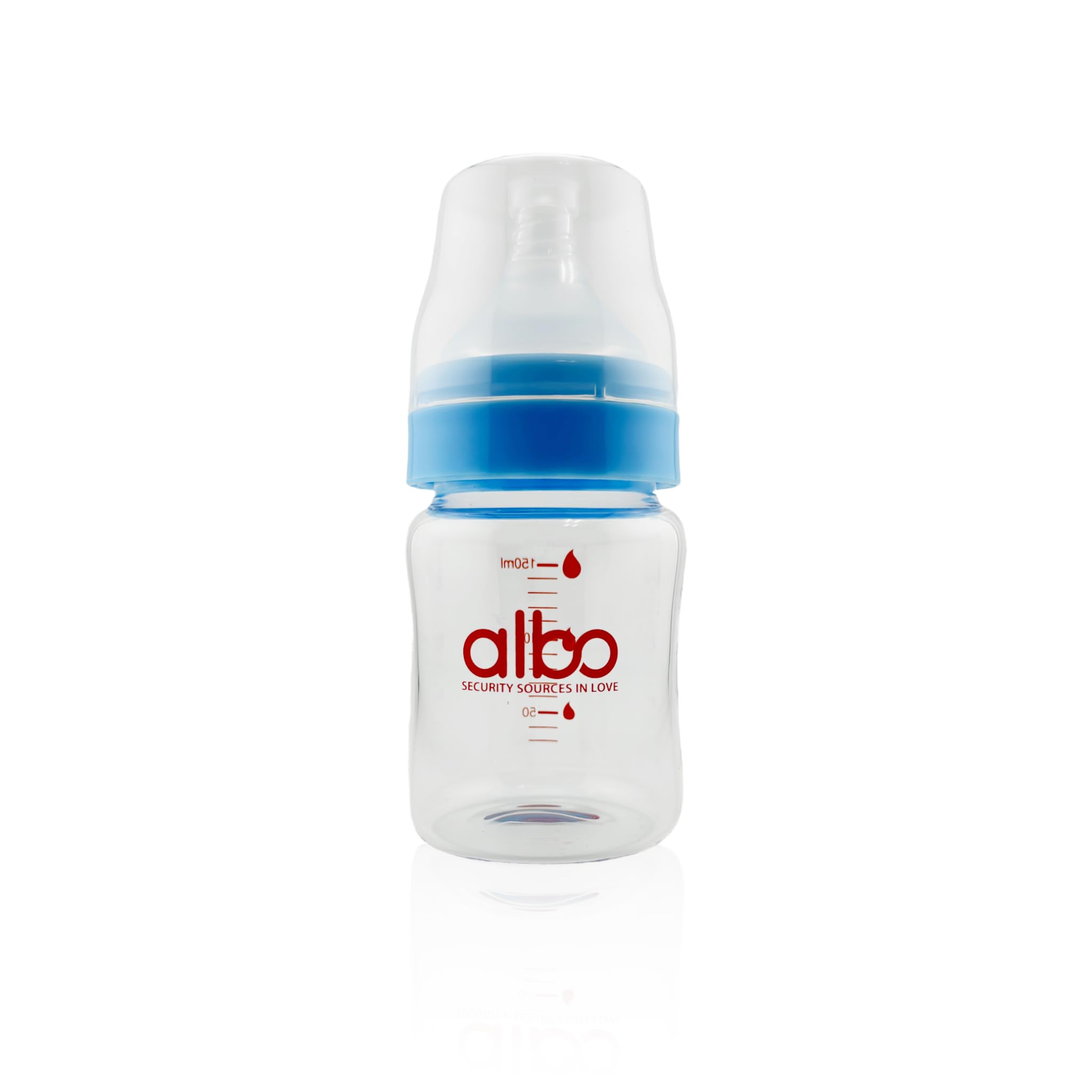 ALBO BABY- Glass Natural Flow Feeding Baby Bottle,5oz/150ml Anti-Colic Valve with Natural Response Nipple, 3M+, 1 Pack