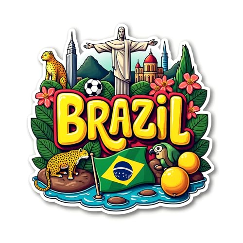 Image of Naxon Brazil Country Theme Souvenir Wooden Refrigerator Stylish Fridge Magnet - Fridge Decoration Magnet for Kitchen & Home Decor | Perfect Souvenir Gift | Size 3x3 Inches | Pack of 1