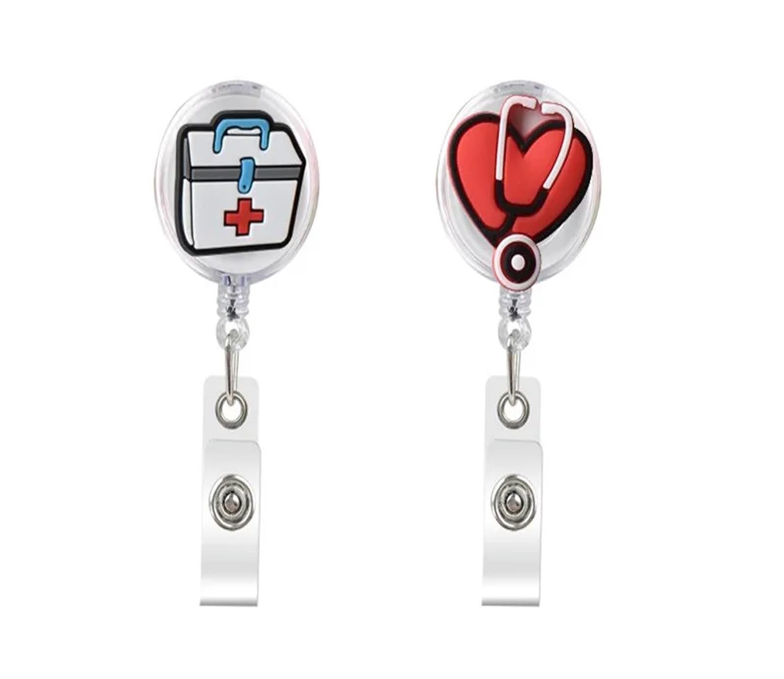 Lanyard Da Collo 10 pezzi di simpatici portachiavi porta badge retrattile in silicone for infermieri ospedalieri, creativo(Color3)