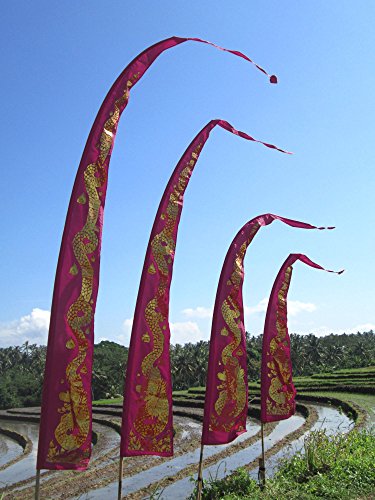 Preisvergleich Produktbild Asiastyle Bali-Fahne, dunkelrot 4 Meter, Drachendruck