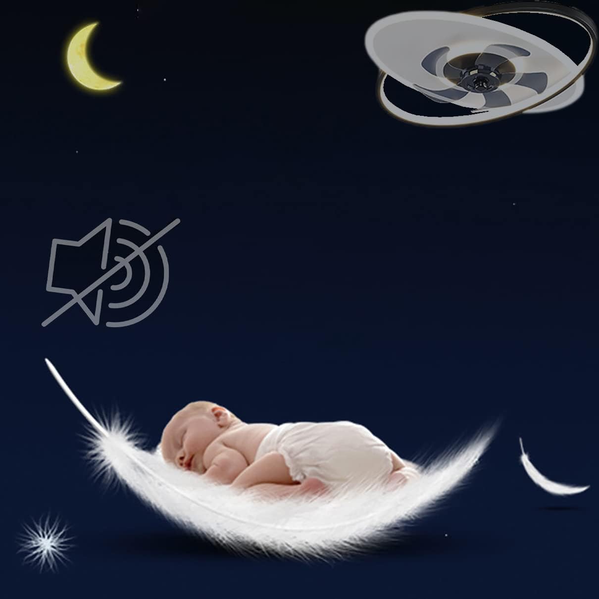 YUEGOO Ceiling Fans with Lamps,48W Mute Ceiling Fan with Light and Remote Control 3 Speeds Bedroom Led Dimmable Round Fan Ceiling Light with Timer Modern Living Room/B